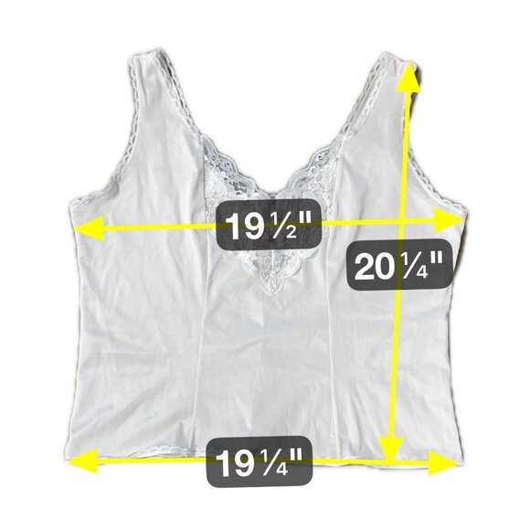 Vintage White Lace Trim Camisole Tank Top USA 1980s Romantic Undershirt Retro - Picture 6 of 6